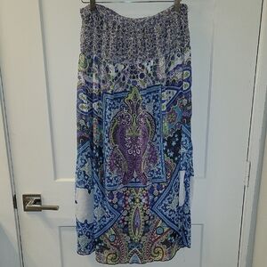 ONE WORLD A-Line Skirt in Blue and Purple